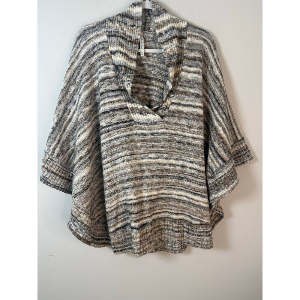 Leo & Nicole Striped Cowl Neck Knit Poncho Sweater Size‎ XL